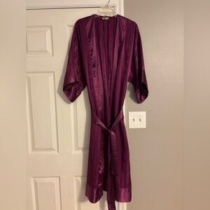 Victoria Secret Burgundy Long Satin Robe